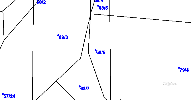 Parcela st. 68/6 v KÚ Mokošín, Katastrální mapa
