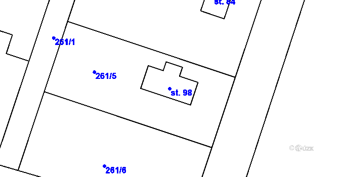 Parcela st. 98 v KÚ Mokošín, Katastrální mapa