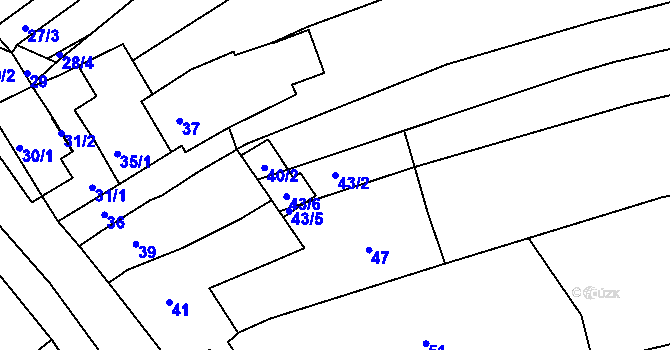 Parcela st. 43/2 v KÚ Mokrá u Brna, Katastrální mapa