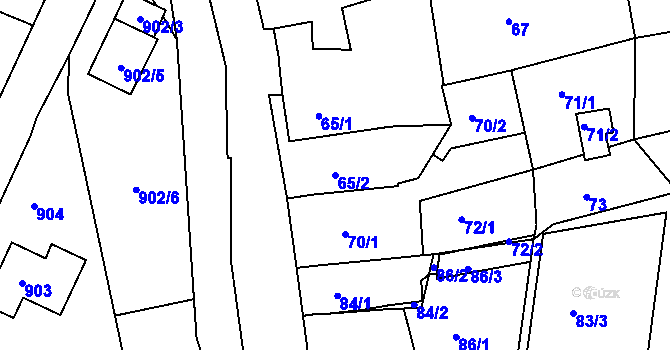 Parcela st. 65/2 v KÚ Mokrá u Brna, Katastrální mapa