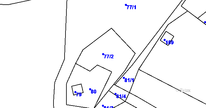 Parcela st. 77/2 v KÚ Mokrá u Brna, Katastrální mapa