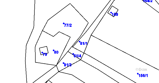 Parcela st. 81/1 v KÚ Mokrá u Brna, Katastrální mapa