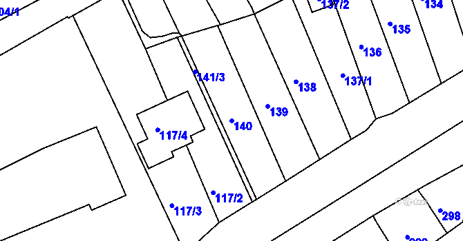 Parcela st. 140 v KÚ Mokrá u Brna, Katastrální mapa