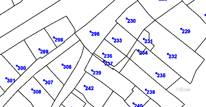 Parcela st. 236 v KÚ Mokrá u Brna, Katastrální mapa