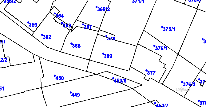 Parcela st. 369 v KÚ Mokrá u Brna, Katastrální mapa