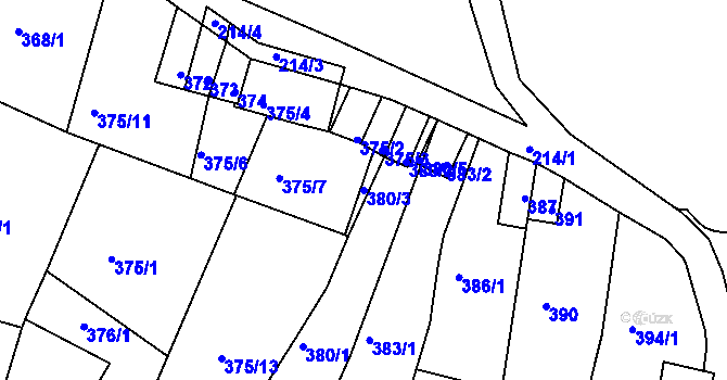 Parcela st. 380/3 v KÚ Mokrá u Brna, Katastrální mapa