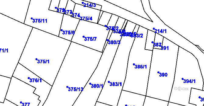 Parcela st. 380/4 v KÚ Mokrá u Brna, Katastrální mapa