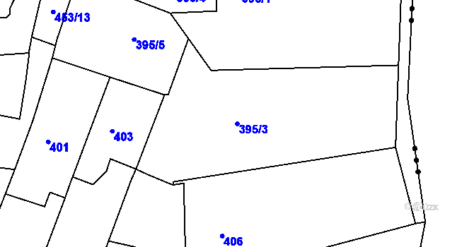 Parcela st. 395/3 v KÚ Mokrá u Brna, Katastrální mapa