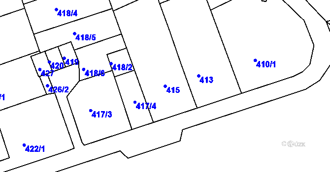 Parcela st. 415 v KÚ Mokrá u Brna, Katastrální mapa