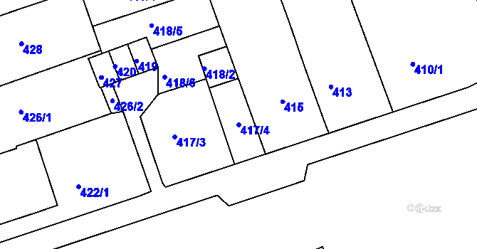Parcela st. 417/4 v KÚ Mokrá u Brna, Katastrální mapa