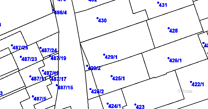 Parcela st. 429/1 v KÚ Mokrá u Brna, Katastrální mapa