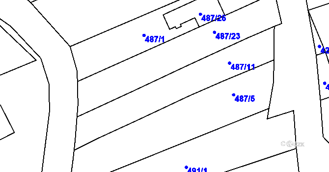 Parcela st. 487/3 v KÚ Mokrá u Brna, Katastrální mapa