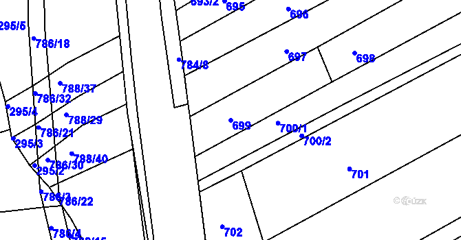 Parcela st. 699 v KÚ Mokrá u Brna, Katastrální mapa