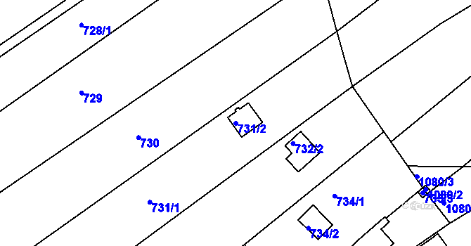 Parcela st. 731/2 v KÚ Mokrá u Brna, Katastrální mapa