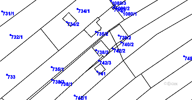 Parcela st. 738/2 v KÚ Mokrá u Brna, Katastrální mapa