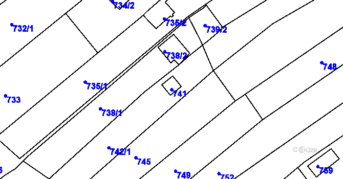 Parcela st. 741 v KÚ Mokrá u Brna, Katastrální mapa