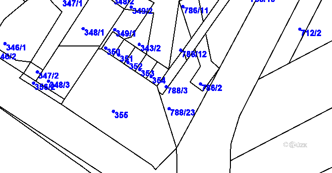 Parcela st. 788/3 v KÚ Mokrá u Brna, Katastrální mapa