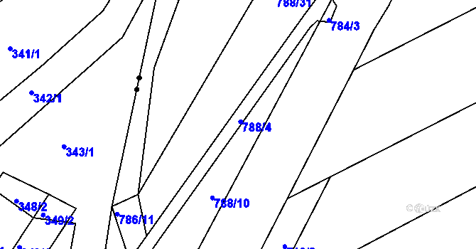 Parcela st. 788/5 v KÚ Mokrá u Brna, Katastrální mapa