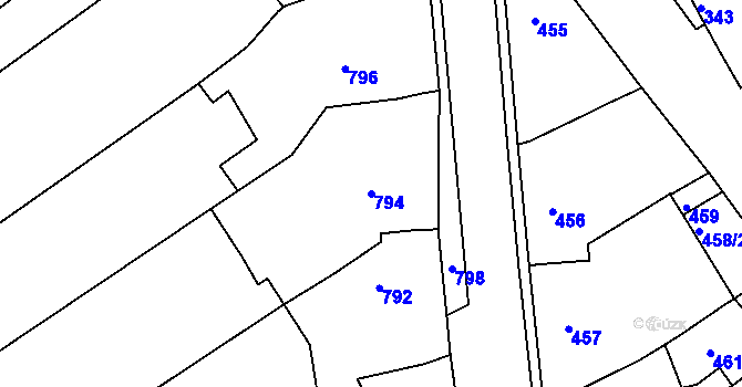 Parcela st. 794 v KÚ Mokrá u Brna, Katastrální mapa