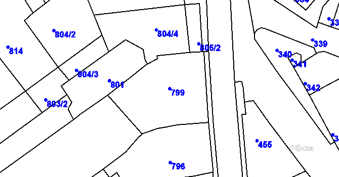 Parcela st. 799 v KÚ Mokrá u Brna, Katastrální mapa
