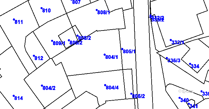 Parcela st. 804/1 v KÚ Mokrá u Brna, Katastrální mapa