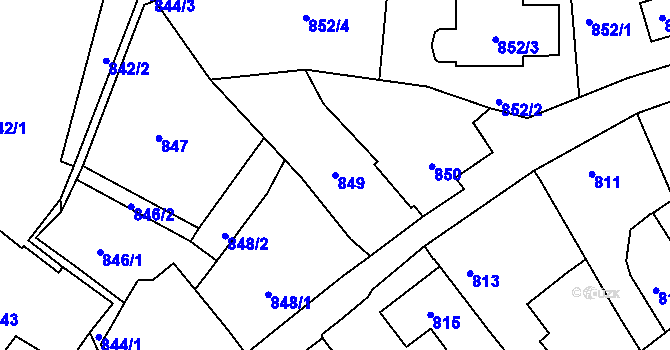 Parcela st. 849 v KÚ Mokrá u Brna, Katastrální mapa