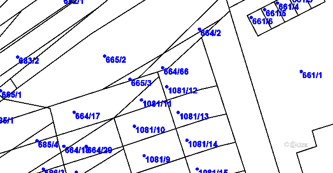 Parcela st. 1081/12 v KÚ Mokrá u Brna, Katastrální mapa