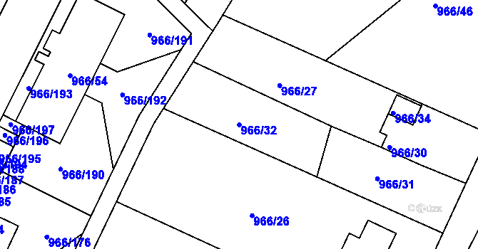 Parcela st. 966/32 v KÚ Mokrá u Brna, Katastrální mapa