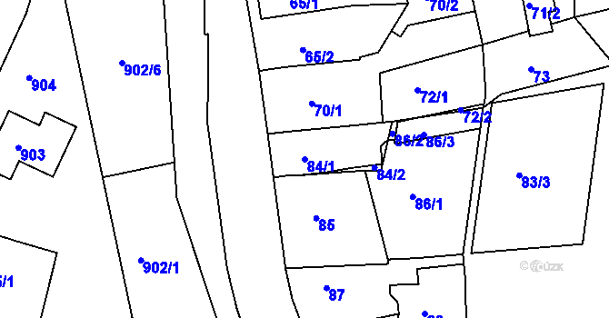 Parcela st. 84/1 v KÚ Mokrá u Brna, Katastrální mapa