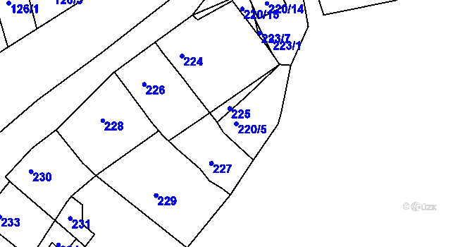 Parcela st. 220/5 v KÚ Mokrá u Brna, Katastrální mapa