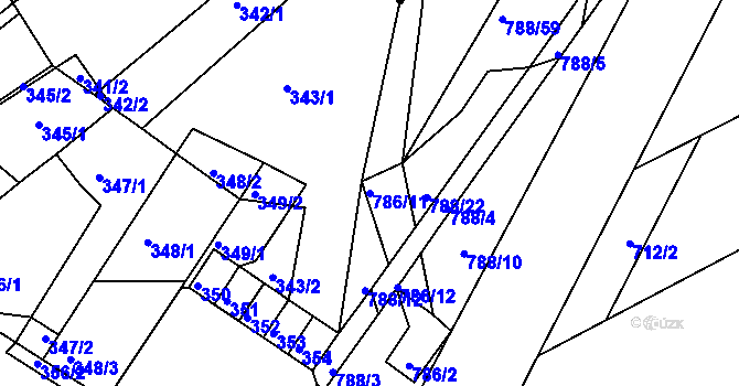 Parcela st. 786/11 v KÚ Mokrá u Brna, Katastrální mapa
