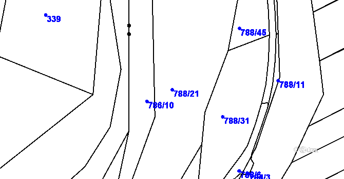 Parcela st. 788/21 v KÚ Mokrá u Brna, Katastrální mapa