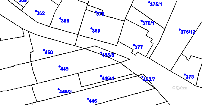 Parcela st. 453/6 v KÚ Mokrá u Brna, Katastrální mapa