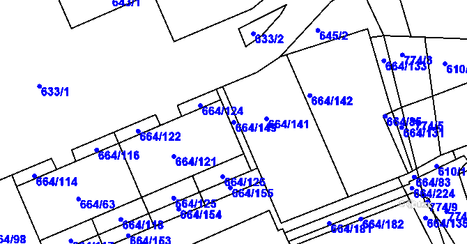 Parcela st. 664/149 v KÚ Mokrá u Brna, Katastrální mapa