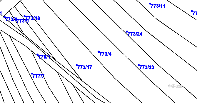 Parcela st. 773/4 v KÚ Mokrá u Brna, Katastrální mapa