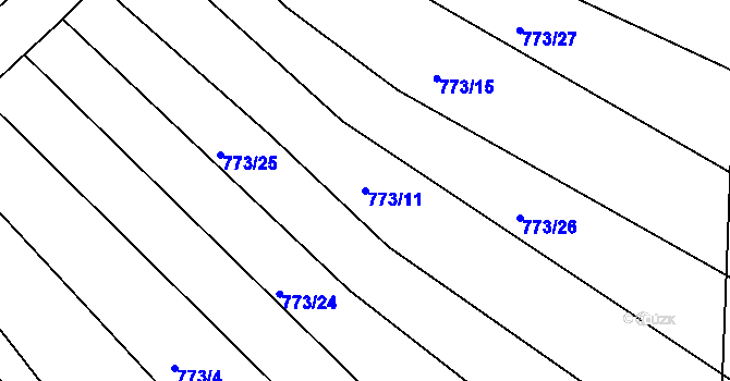 Parcela st. 773/11 v KÚ Mokrá u Brna, Katastrální mapa