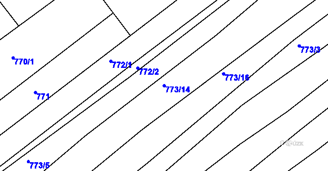 Parcela st. 773/14 v KÚ Mokrá u Brna, Katastrální mapa