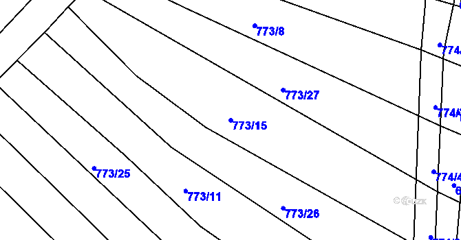 Parcela st. 773/15 v KÚ Mokrá u Brna, Katastrální mapa