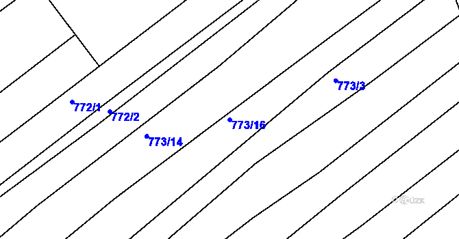 Parcela st. 773/16 v KÚ Mokrá u Brna, Katastrální mapa