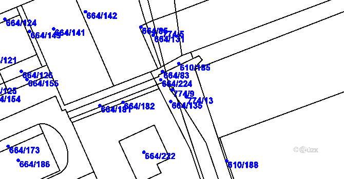Parcela st. 774/9 v KÚ Mokrá u Brna, Katastrální mapa