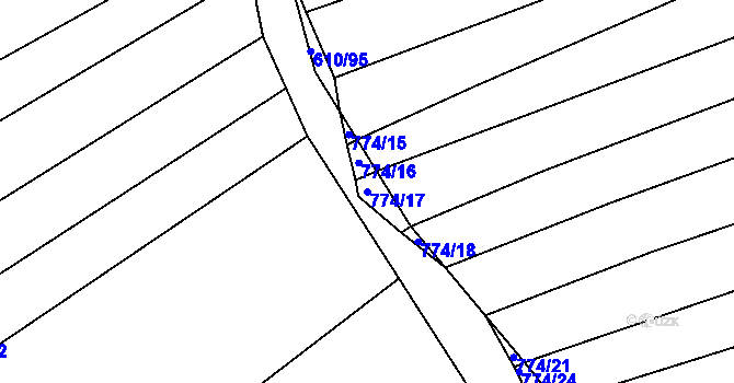 Parcela st. 774/17 v KÚ Mokrá u Brna, Katastrální mapa