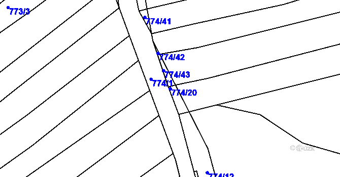 Parcela st. 774/20 v KÚ Mokrá u Brna, Katastrální mapa