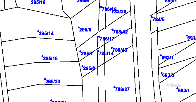 Parcela st. 786/14 v KÚ Mokrá u Brna, Katastrální mapa