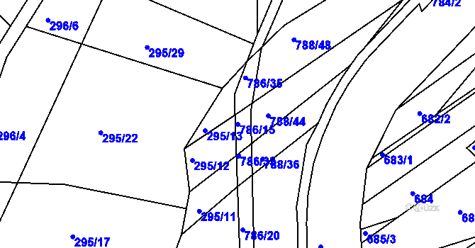 Parcela st. 786/15 v KÚ Mokrá u Brna, Katastrální mapa