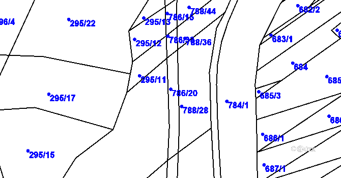 Parcela st. 786/20 v KÚ Mokrá u Brna, Katastrální mapa