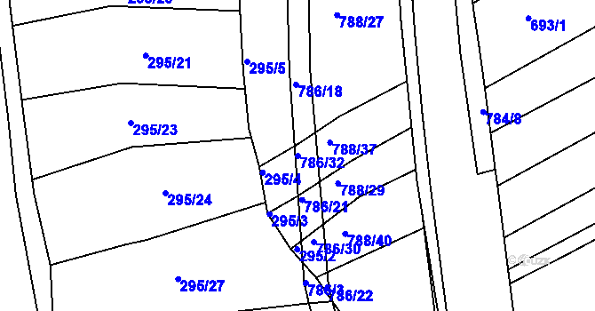 Parcela st. 786/32 v KÚ Mokrá u Brna, Katastrální mapa