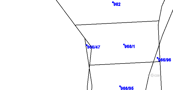 Parcela st. 966/47 v KÚ Mokrá u Brna, Katastrální mapa