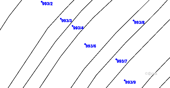 Parcela st. 993/6 v KÚ Mokrá u Brna, Katastrální mapa
