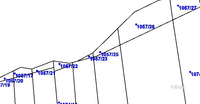 Parcela st. 1057/25 v KÚ Mokrá u Brna, Katastrální mapa