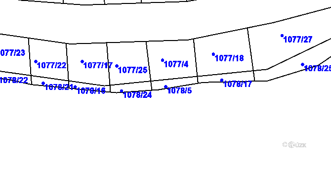 Parcela st. 1078/5 v KÚ Mokrá u Brna, Katastrální mapa